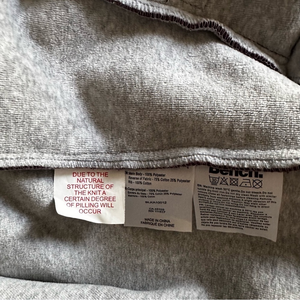 Bench Teddy Bear Bomber Jacket Maroon Zipper Pockets Size S - Picture 7 of 10